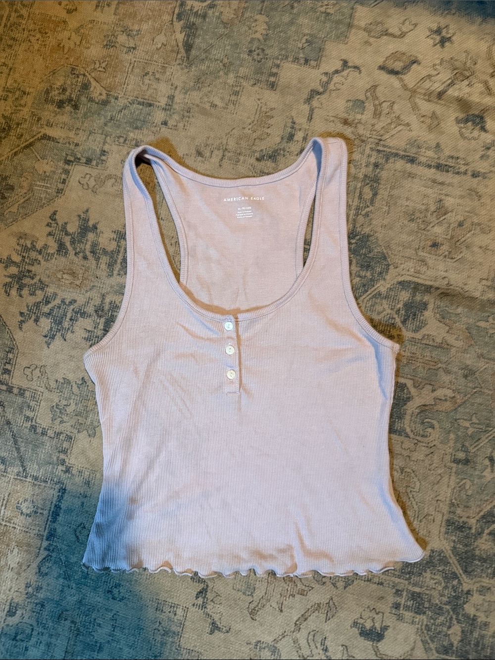 American Eagle Outfitters Lilac Ribbed Henley Tank